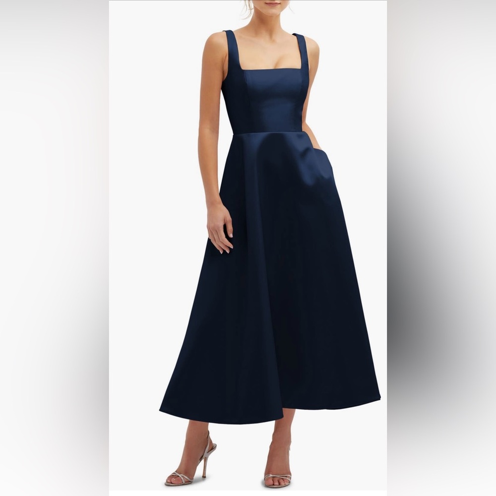 Dessy Collection Navy Midi Dress - Picture 3 of 13